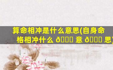 算命相冲是什么意思(自身命格相冲什么 🐞 意 🍁 思)